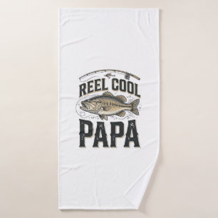Toalha De Banho Reel Cool Papa Design de Vetor de Pesca Vintage_1