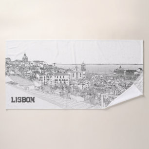 Toalha De Banho Reprodução do Lápis de Alfama em Lisboa