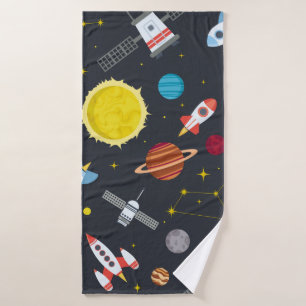Toalha De Banho Rocket space globe solar system and planet cosmos