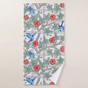 Toalha De Banho Rosa de subida e Pássaro pequeno, William Morris