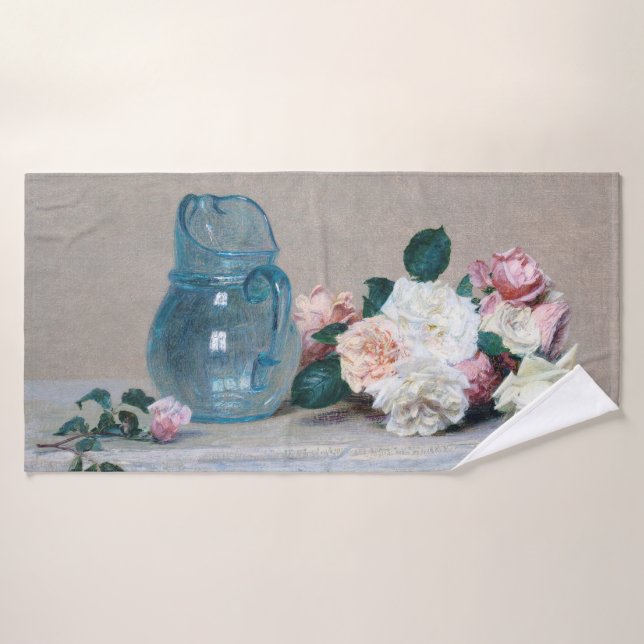 Toalha De Banho Rosa e Glass Jug, Henri Fantin-Latour (Toalha de Banho)