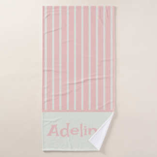 Toalha De Banho Rosa, personalizado listrado
