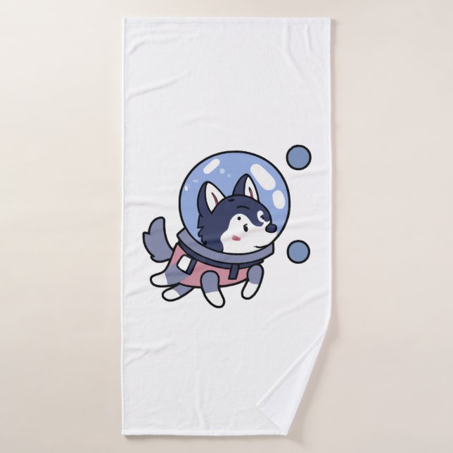 Toalha De Banho Rouco No Espaço Cão Cachorro Cachorro Voltado (Toalha de Banho)
