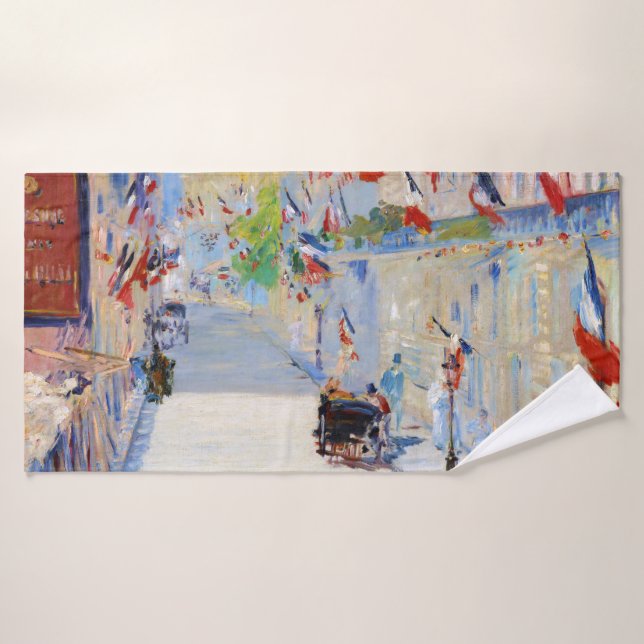 Toalha De Banho Rua com Bandeiras Francesas, Manet (Toalha de Banho)