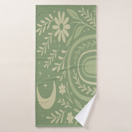 Toalha De Banho Sage Green Boho Bath Towel
