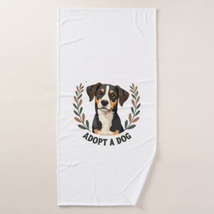 Toalha De Banho Salve Uma Vida Adote um Cachorro Ilustração Vintag