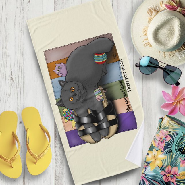 Toalha De Banho Sandálias de Gato de Shorthair Britânicas Engraçad (Criador carregado)