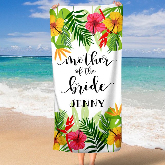 Toalha De Banho Sangue Tropical Mãe da Noiva Presente (Tropical Blooms Mother of the Bride Gift Bath Towel)