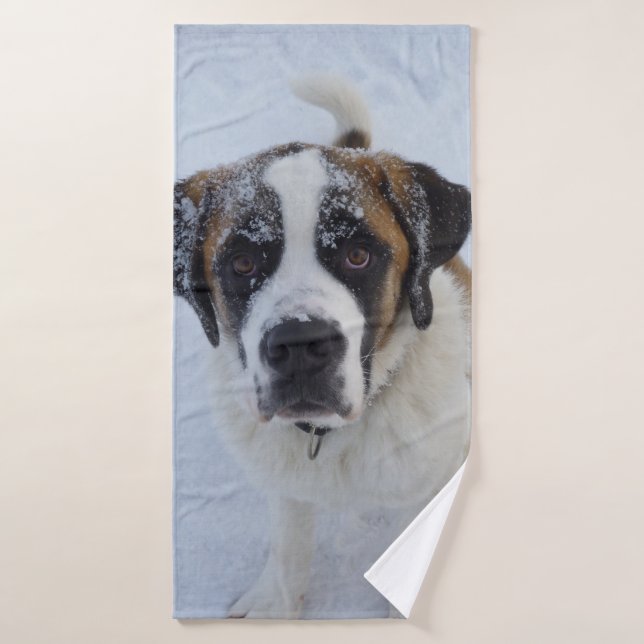 Toalha De Banho Santo bernard na neve (Toalha de Banho)