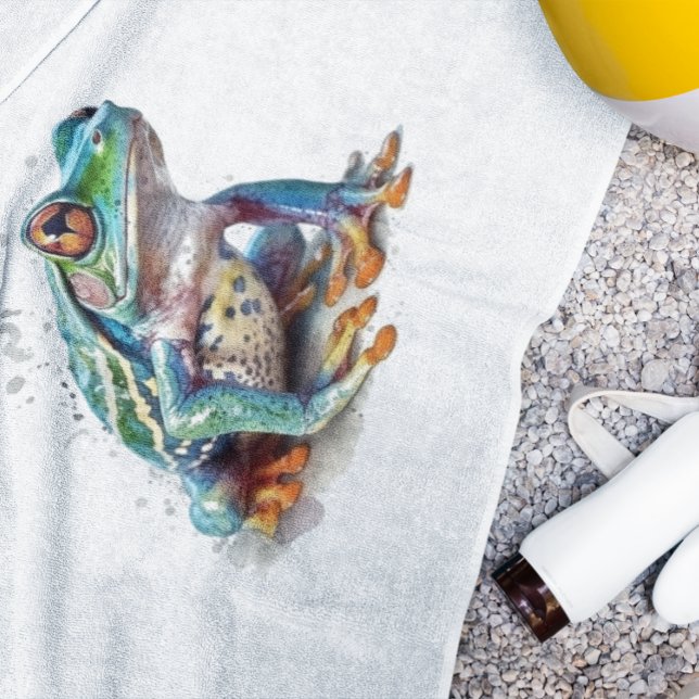 Toalha De Banho Sapo de Aquarela com Tonelada de Joel (Criador carregado)