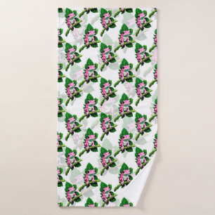 Toalha De Banho Sapo Rosa No Padrão De Folha Verde Design