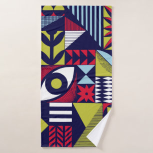 Toalha De Banho Scandinavian or retro style graphic pattern. Hand-