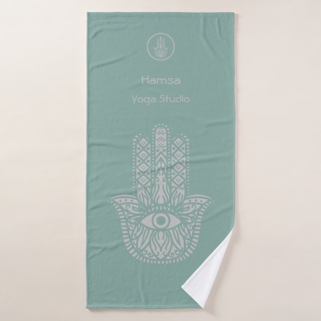 Toalha De Banho Seafoam Green Yoga Studio Hamsa Personalizável (Toalha de Banho)