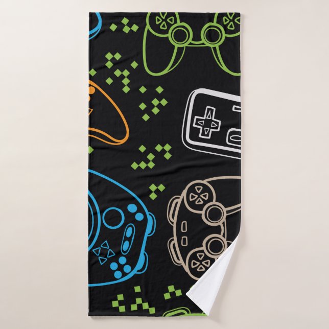 Toalha De Banho Seamless bright pattern with joysticks. gaming coo (Toalha de Banho)