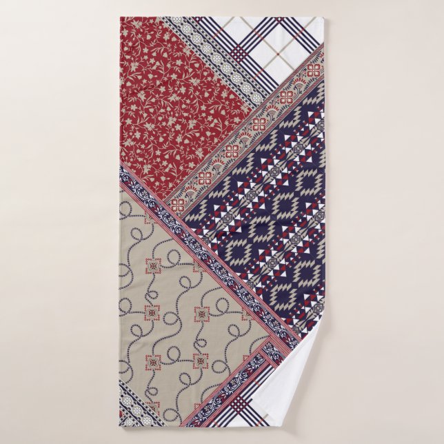Toalha De Banho Seamless patchwork pattern on navy patchwork, abst (Toalha de Banho)