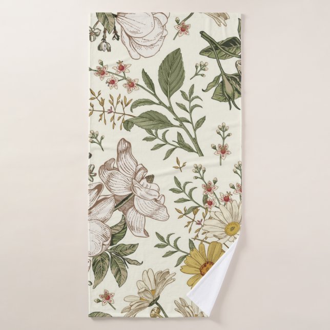 Toalha De Banho Seamless pattern. Realistic blooming isolated flow (Toalha de Banho)