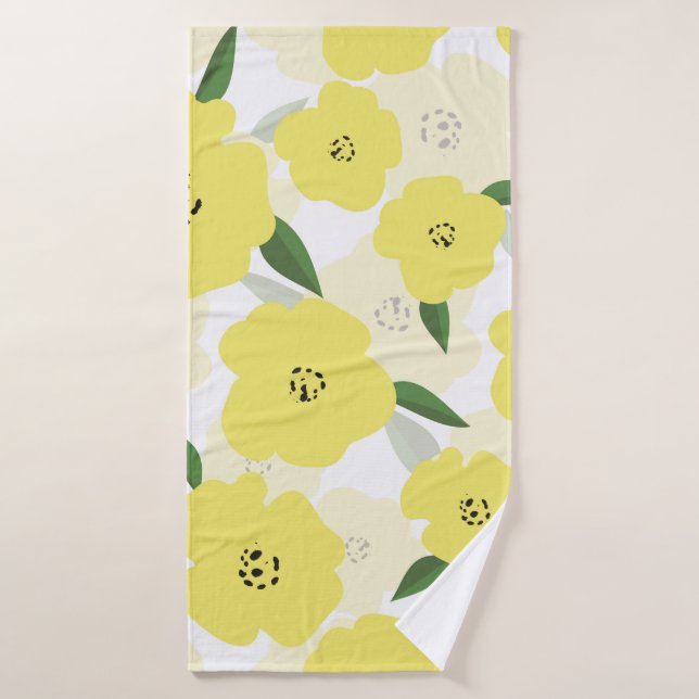 Toalha De Banho Seamless pattern with bright yellow flowers backgr (Toalha de Banho)