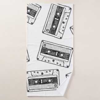 Toalha De Banho Seamless pattern with Compact Cassette in vintage 