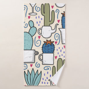 Toalha De Banho Seamless pattern with llama, cactus hand drawn des
