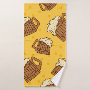 Toalha De Banho Seamless Pattern with Wooden Foam Beer Mugsbeer, p