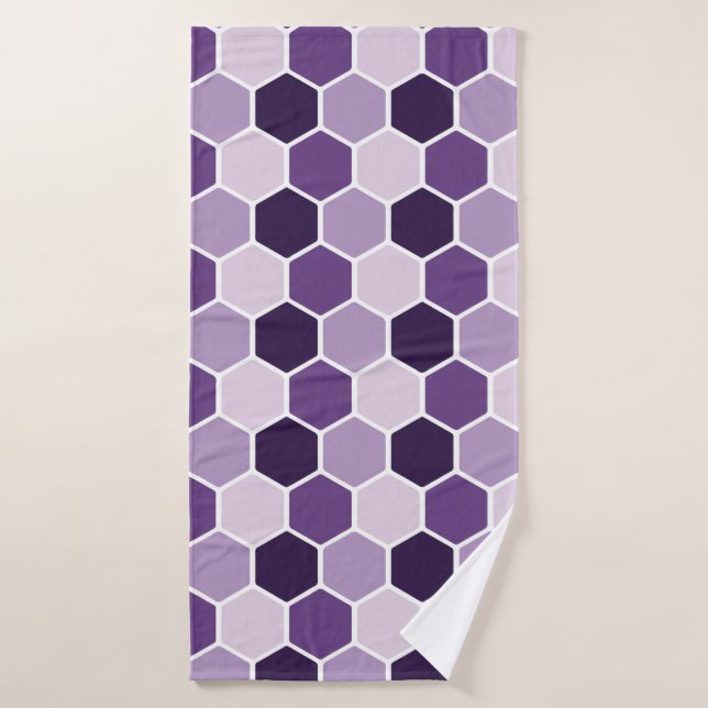 Toalha De Banho Seamless ultraviolet hexagon pattern. Honeycomb co (Toalha de Banho)