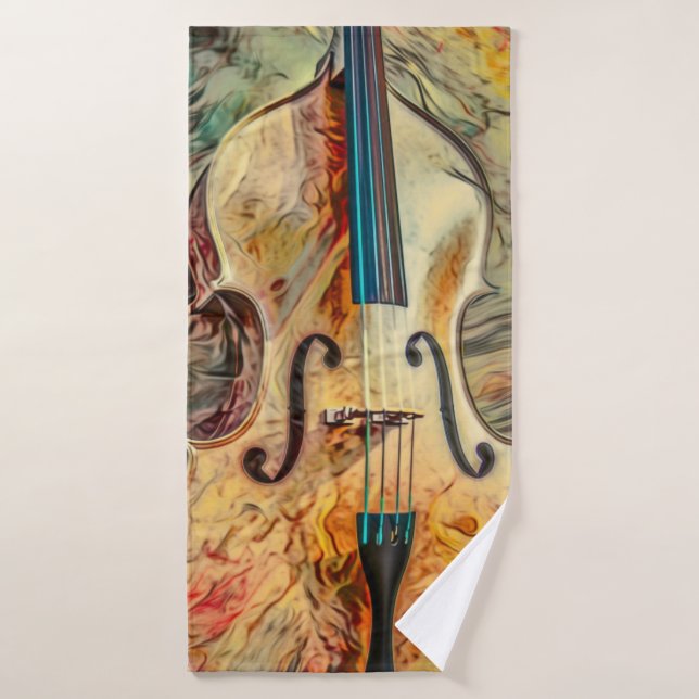 Toalha De Banho Serviette de plage art abstrait Violon (Toalha de Banho)
