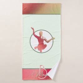 Toalha De Banho Silhueta brilhante rosa-ioga brilhante