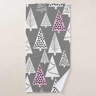 Toalha De Banho Simple Christmas pattern. Abstract gray and white