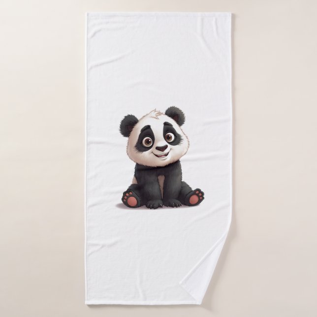 Toalha De Banho Sitting Panda Bear Cartoon Illustration Artwork (Toalha de Banho)