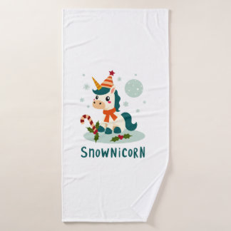 Toalha De Banho Snownicorn Unicórnio Bonito Homem de Neve Natal Me