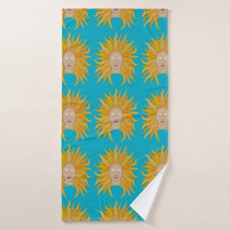 Toalha De Banho Sol de ouro amarelo turquesa inspirado