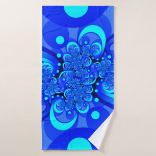 Toalha De Banho Sombras da Arte Fractal Abstrato Moderna Azul