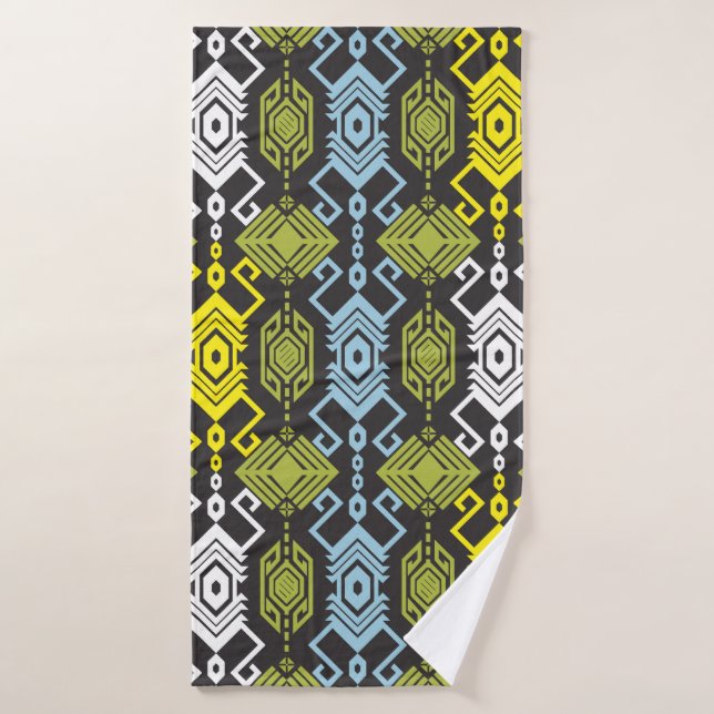Toalha De Banho Songket Tenun Geometric Seamless Pattern with Crea (Toalha de Banho)