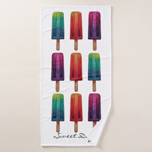 Toalha De Banho Sorvetes de picolé de cor aquosa (Toalha de Banho)