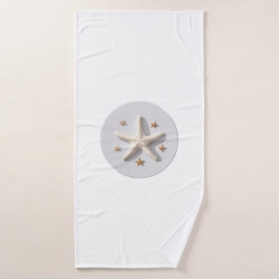 Toalha De Banho Starfish com estrelas Douradas e círculo prateado