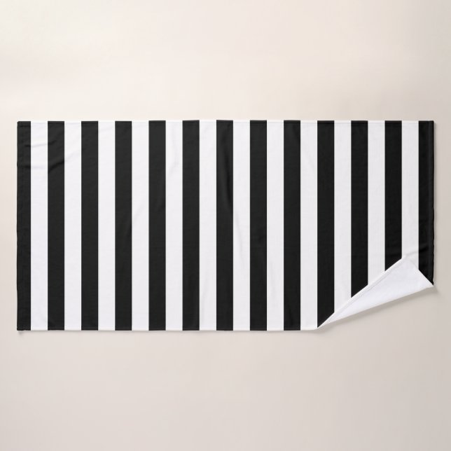 Toalha De Banho Stylish Striped White and Black (Toalha de Banho)