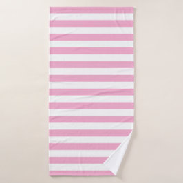Toalha De Banho Stylish Striped White and Light Pink