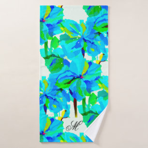 Toalha De Banho Sublime Himalayan Poppy Aqua Green Padrão Floral