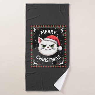 Toalha De Banho Suéter Feio de Natal do Gato Smudge (1)