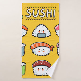Toalha De Banho Sushi maki rola desenhos animados e engraçados