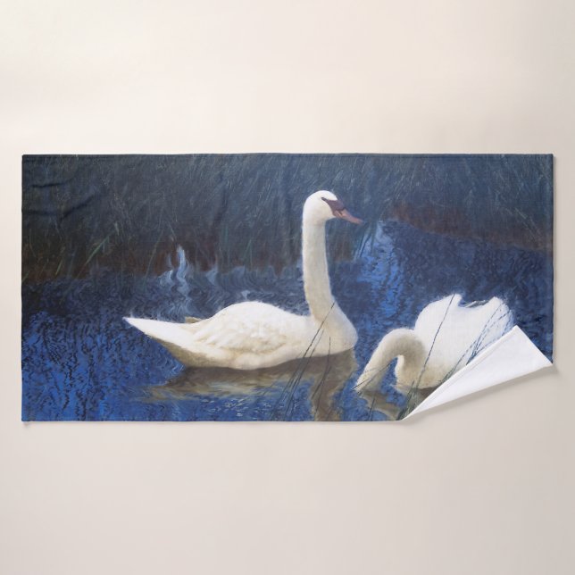 Toalha De Banho Swans em Reeds, Bruno Liljefors (Toalha de Banho)