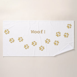 Toalha De Banho Tan Paw imprime o nome do cão personalizado e boni
