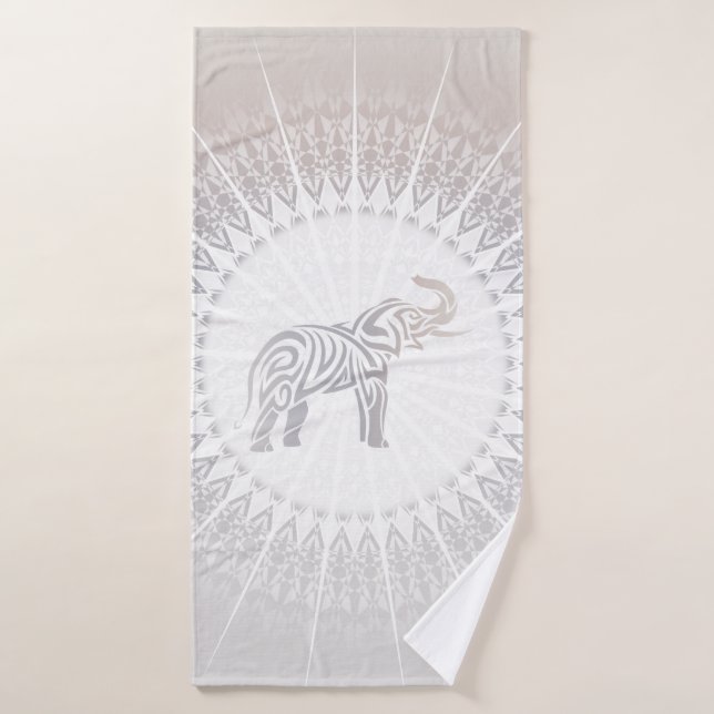 Toalha De Banho Taupe Cinza Elephant Mandala (Toalha de Banho)