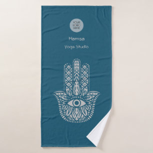 Toalha De Banho Teal Green Yoga Studio Hamsa personalizável