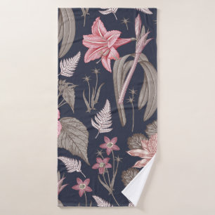 Toalha De Banho Tecido de padrões sem costura. Set Amaryllis Warat