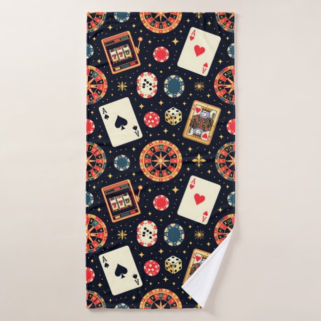 Toalha De Banho tema de padrão de cassino em preto (Toalha de Banho)