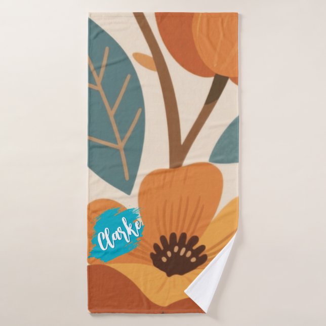 Toalha De Banho Terracotta & Teal Autumn pattern (Toalha de Banho)
