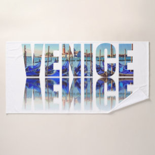 Toalha De Banho Texto de Veneza com reflexão