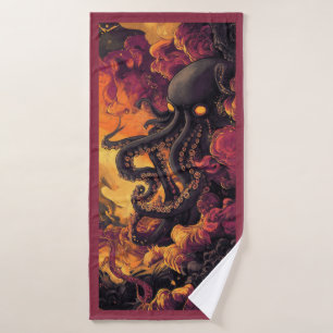 Toalha De Banho Topus Trabalho de arte Beach Towel Preto