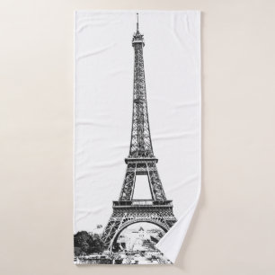 Toalha De Banho Torre Eiffel preto e branco